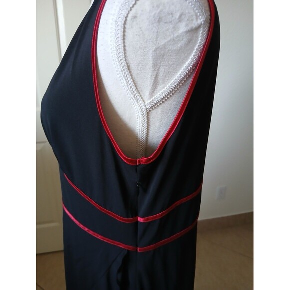 INC Womens Black Red Trim Midi Dress Asymmetrical Ruffle Hem Y2K Style Size L - Picture 7 of 15